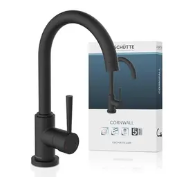 SCHÜTTE Küchenarmatur Cornwall, schwenkbarer Wasserhahn, schwarze Mischbatterie für die Küche