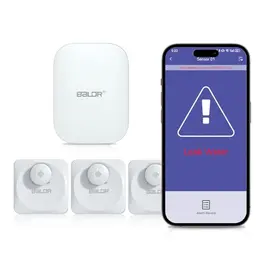 BALDR Smart Wassermelder IP66 für Küche, Keller und Bad – 100 dB Lautstärke, WLAN Wassersensor (batteriefrei)