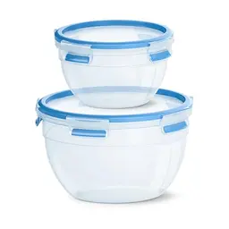 Emsa Clip & Close Frischhaltedosen Set | 2-teilig | 1,1L & 2,6L | Transparente Kunststoffdosen
