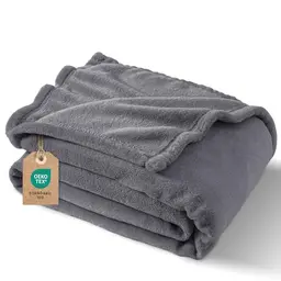 PHF Fleecedecke 130x150cm - Weiche Oeko-Tex Kuscheldecke für Sofa & Bett, Grau