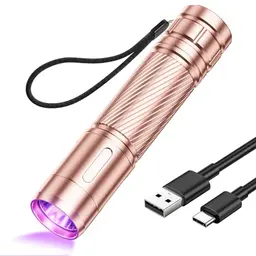 GEARLITE Mini UV Taschenlampe - Wiederaufladbar, Wasserfest, Ideal für Bernsteinsuche und Geocaching (Roségold)