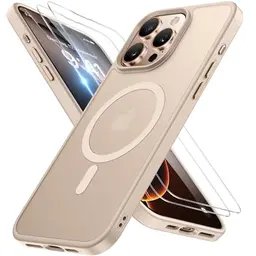 Miracase Magnetische Hülle für iPhone 16 Pro Max mit 2 Schutzgläsern - Dünn, Stoßfest & Kratzfest - Wüstensand