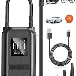 Tragbare elektrische Luftpumpe 150PSI mit Digitalanzeige und LED-Licht für Auto, Fahrrad und Bälle