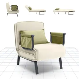 FLEXISPOT 3-in-1 Schlafsessel mit Bettfunktion, verstellbarer Rückenlehne, platzsparend für Wohnzimmer und Schlafzimmer, Beige