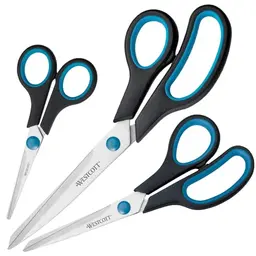Westcott Easy Grip Scheren 3er Set mit Komfort-Griff | Schere für Basteln, Haushalt, Schule & Büro