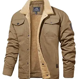 MAGCOMSEN Herren Fliegerjacke gefüttert - warme, winddichte Winterjacke in Khaki, XL