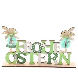 Holz Osterhase Deko Aufsteller für Ostern - Frohe Ostern