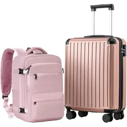 COOLIFE Handgepäck Koffer 55 cm und Rucksack 20L Set für Ryanair & Easyjet Kabinengepäck