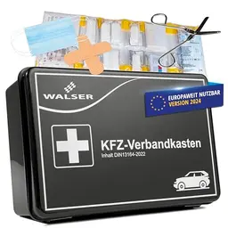 WALSER Erste Hilfe Set Auto 2025 - Verbandskasten DIN 13164, KFZ Erste Hilfe Kasten