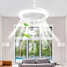 BomKra Deckenventilator mit Beleuchtung und Fernbedienung, dimmbar in 3 Farben, für Schlafzimmer und Wohnzimmer (Weiß)