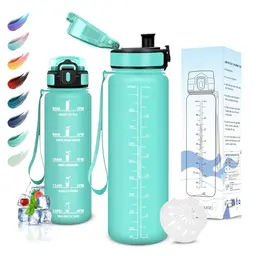 Motswedi Trinkflasche Sport 1L BPA-Frei, Auslaufsicher, Für Yoga, Schule, Fahrrad & Outdoors, Blaugrün