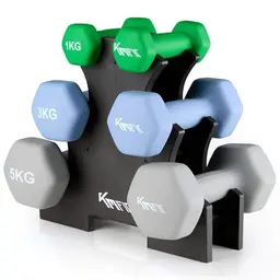 KM-Fit Hantelset 18 kg mit Ständer | Neopren Kurzhanteln 1-5 kg | Fitness für Home Gym