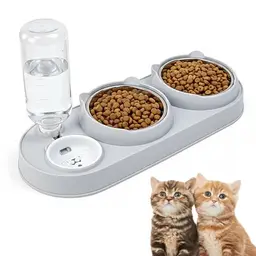 JNEYVIC Katzennapf 3 in 1 Futterstation mit automatischem Wasserspender für Katzen und kleine Hunde