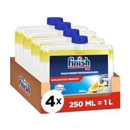 Finish Citrus Maschinenreiniger – Flüssiger Reiniger gegen Kalk und Fett für Spülmaschinen – 4 x 250 ml