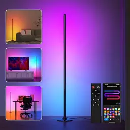 Lanmonlily LED Stehlampe 130CM mit Fernbedienung, dimmbar, Musik Sync, 16 Millionen Farben & 68 Szenenmodi, für Schlafzimmer