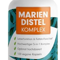 Mariendistel Kapseln 120 Stück - Unterstützt Leberfunktion & Fettstoffwechsel - Hochdosiert mit 200 mg Silymarin pro Tag