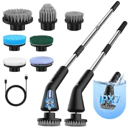 WGIDSKKI Elektrische Reinigungsbürste mit 7 Aufsätzen, Schnurloser Spin Scrubber für Bad, Küche und Auto (Schwarz)