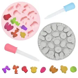 2 Stück Silikonform für Gummibärchen mit 2 Tropfern - Wiederverwendbare Süßigkeitenformen