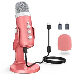 Zealsound K66 Rosa USB Mikrofon für iPhone, Handy & PC – Für Gaming, Streaming & YouTube
