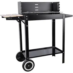 Holzkohlegrill für den Außenbereich mit Rollwagen und Push-Pull-Griff, ideal für BBQ und Camping (schwarz)