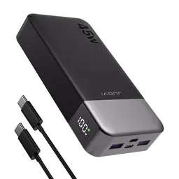 JUOVI Tragbare Powerbank 20000mAh mit Schnellladefunktion und LED-Anzeige, kompatibel mit Handy, Laptop und Tablet (Schwarz)