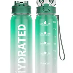 Sahara Sailor 1L Sport Trinkflasche mit Strohhalm und Zeitmarkierung, BPA-frei