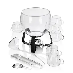 Kela Feuerzangenbowle Set JUNTOS, 11-teilig mit 3,5l Glasschale, 6 Gläser, Zuckerzange & Schöpfer