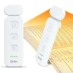 Gritin Leselampe Buchklemme, Wiederaufladbare 7-LED Leselampe mit 3 Farbtemperaturen und dimmbarem Licht - Weiß