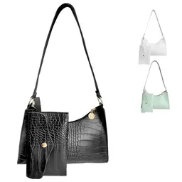 GoPaw Umhängetasche im Krokodilmuster, kleine Handtasche für Damen (Schwarz)