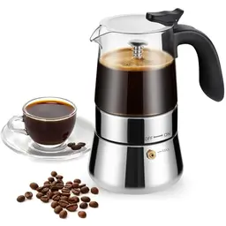 COPOTEA Moka Pot - Tragbarer Espressokocher aus Edelstahl, 6 Tassen (240 ml)