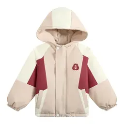 JiAmy Winddichte Kinder Jacke mit Kapuze und Taschen - Farbblockierte Übergangsjacke für Herbst und Winter (5-6 Jahre)