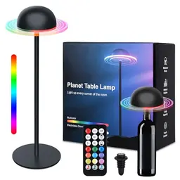 Kabellose Tischlampe mit Touch, 11 Farben & 7 Modi, Höhenverstellbar, Ideal für Camping und Schlafzimmer (Schwarz)