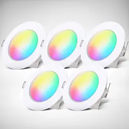 B.K.Licht 5er Set LED Einbaustrahler mit Fernbedienung, RGB Licht, 70mm Lochmaß, für Badezimmer