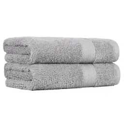 Amazon Basics Handtuch aus 100% Baumwolle, Farbecht, Saugfähig, 50cm x 100cm, 2er-Pack, Grau