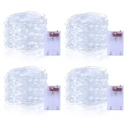 Echosari 4er Lichterkette mit Batterie, 5m, 50 LEDs für Garten & Hochzeiten (Weiß)