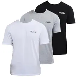 ellesse Herren Azzini T-Shirt 3er Pack, Schwarz/Grau/Weiß, Größe L