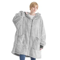 BEDSURE Hoodie Decke mit Ärmeln - Kuscheldecke Oversize Pullover, Grau, Weihnachtsgeschenk für Damen und Herren
