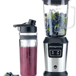 Wilfa Standmixer ACTIVLIFE I Smoothiemaker I 800 Watt mit 0,8l Mixbehälter und 2GO Flasche (silber-schwarz)
