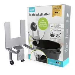 topfi® Topfdeckelhalter für Töpfe & Pfannen | Praktischer Küchenhelfer für eine saubere Arbeitsfläche