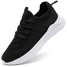 LANGFEUU Damen Sneaker - Rutschfeste, atmungsaktive Sportschuhe für Outdoor und Alltag in Schwarz/Weiß, Größe 36