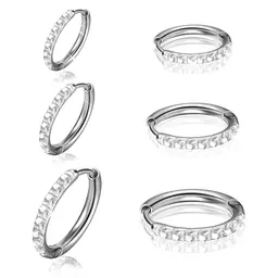 3 Paar kleine Creolen Silber Ohrringe für Damen und Herren - Rundes Design für Tragus und Daith