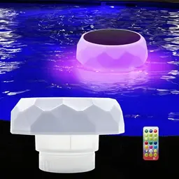 Fisca Pool Dosierschwimmer mit LED-Lichtern, 2 Stück, solarbetriebener Chemikalienspender für Außenpools
