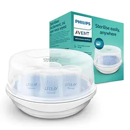 Philips Avent Mikrowellen Sterilisator für 4 Babyflaschen, Schnuller und Zubehör, weiß