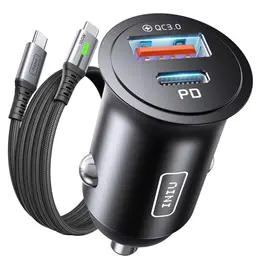 INIU 60W USB C Auto Ladegerät mit 1m Kabel für iPhone 16 Pro Max, 15 und Samsung S25 Ultra