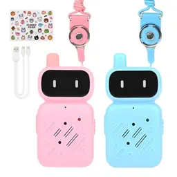 Walkie Talkie für Kinder 2er Set - Aufladbare Funkgeräte für 3-12 Jahre - Lange Reichweite - Pink und Blau
