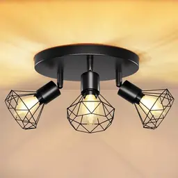 Schwenkbare LED Deckenlampe 3-flammig Schwarz für Küche, Wohnzimmer und Flur