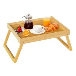Betttablett mit klappbaren Beinen – Frühstück, Servieren und Laptop-schreibtisch (Beige)