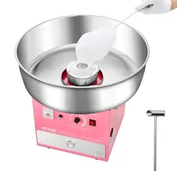 VEVOR elektrische Zuckerwattemaschine, 1000 W, mit Edelstahlschüssel, Zuckerlöffel & Schublade, perfekt für Feiern und Partys in Rosa