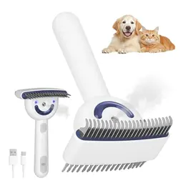 Wiederaufladbare Dampfbürste für Katzen & Hunde mit UV-Terilisation, doppelseitig, für lang- und kurzharrige Tiere