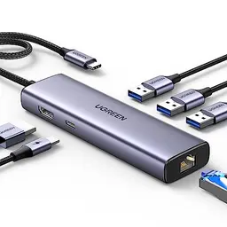 UGREEN USB-C Hub mit HDMI 4K, PD100W, 3x USB-A 3.0 - Kompatibel mit iPhone 16, MacBook Pro, iPad, Surface, Dell und mehr